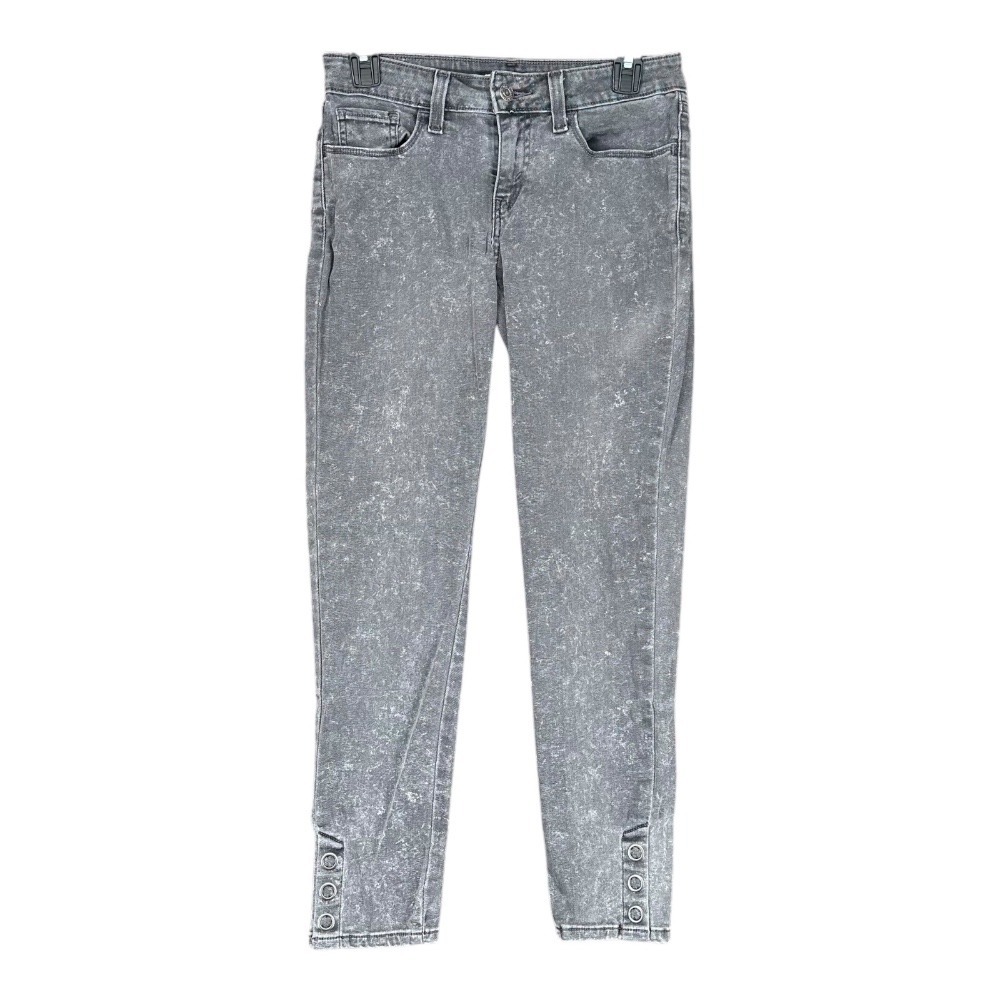 Levi's Women's 28 535 Super Skinny Jeans Gray Ankle Snap Grunge Emo Punk Street